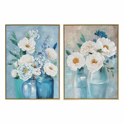 Canvas DKD Home Decor 60 x 3,5 x 80 cm Vaas Shabby Chic (2 Stuks)