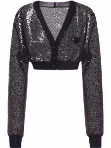 Prada cardigan crop brodé de sequins - Noir