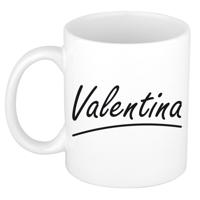 Valentina Naam koffiemok - beker - met sierlijke letters - wit - 300 ml - Cadeau - Dames