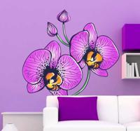 Orchidee paarse bloemen sticker - thumbnail