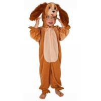 Pluche honden verkleedkleding kostuum - dierenpak - bruin - kinderen - jumpsuit