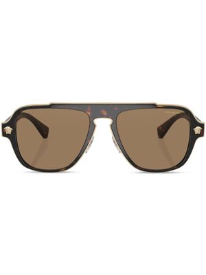 Versace Eyewear lunettes de soleil à effet écaille de tortue - Vert