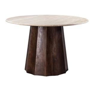 Giga Meubel - Eettafel Travertin - Bruin - Rond Ø120cm - Tafel Lucio