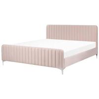 Beliani - LUNAN - Tweepersoonsbed - Roze - 180 x 200 cm - Fluweel