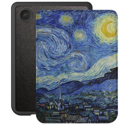 Lunso Kobo Clara BW / Clara Colour hoes (6 inch) - Vegan Saffiano Leren sleepcover - Van Gogh Sterrennacht