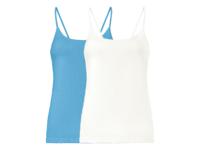 esmara 2 dames spaghettitops (L (44/46), Blauw/wit)