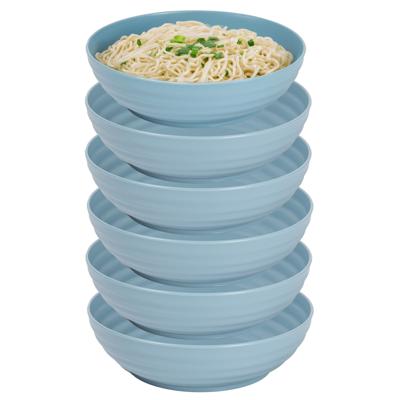 Rond bord/camping - 12x - schaaltje/diep bord - D19 cm - blauw - kunststof - onbreekbaar servies