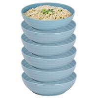Rond bord/camping - 12x - schaaltje/diep bord - D19 cm - blauw - kunststof - onbreekbaar servies