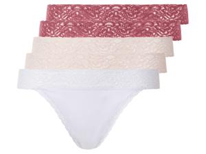 esmara 5 dames strings (L (44/46), Rood/Roze/Wit)