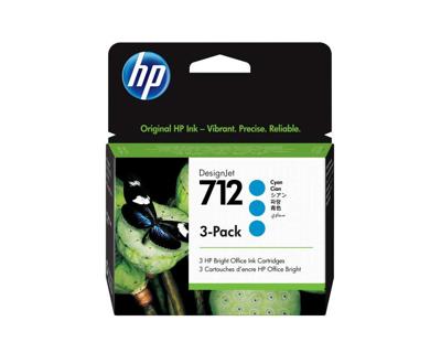 HP 712 29 ml inktcartridge voor DesignJet, cyaan, 3-pack