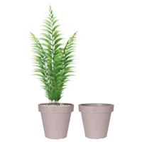 Pro Garden Bloempot - 2x - taupe - rond - D40 cm - kunststof - plantenpot - tuin buiten
