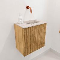 Toiletmeubel Mondiaz Joya Dlux | 40 cm | Meubelkleur Oak | Faye wastafel Nata Wasbak Rechts | Zonder kraangat(en)