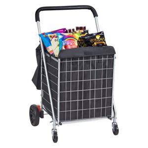 VEVOR Opvouwbare winkelwagen 200 lbs/90,7 kg Maximale belasting winkelwagen met zwenkwielen en tas Heavy Duty opvouwbare wasmandwagen Compact lichtgewicht opvouwbaar zilver