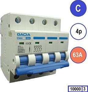 Installatieautomaat 63A C kar 4p GACIA - 4517838