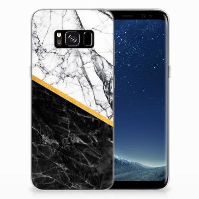 Samsung Galaxy S8 | TPU | Siliconen hoesje | Marmer Wit Zwart - Origineel Cadeau Man