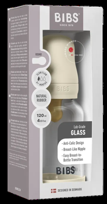 BIBS Glas Latex Slow Flow Babyfles 0+ Maanden Ivory