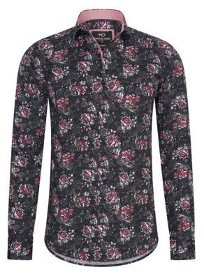 Marshall Denim - Italiaans Heren Overhemd - Hoge Kraag - Print - Moda Italia