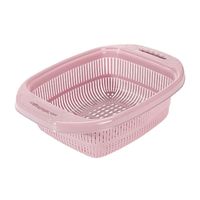 Kunststof keuken vergiet/zeef in het roze 39 x 27 x 12 cm met rand