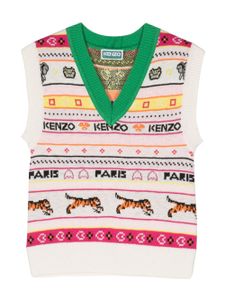 Kenzo Kids débardeur en jacquard à col v - Tons neutres