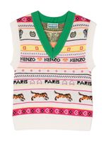 Kenzo Kids débardeur en jacquard à col v - Tons neutres - thumbnail