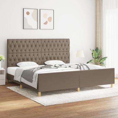 Bedframe met hoofdeinde stof taupe 200x200 cm
