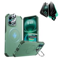 iPhone 16 Cyber Tough Magnetic Case Privacy Protection Bundle (Camera Control, Stash Stand) - Light Green