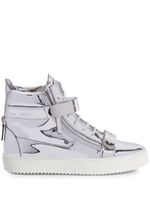 Giuseppe Zanotti baskets montantes Coby à effet métallisé - Argent