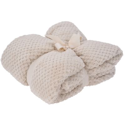 Polyester fleece deken/dekentje/plaid 130 x 170 cm creme