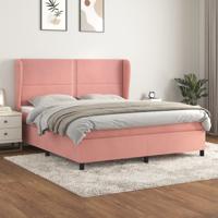 Boxspring met matras fluweel roze 160x200 cm