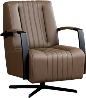 Bruine leren industriële draaifauteuil Galaxy - staal zwart frame met stervoet - Toledo Leer Lever (bruin leer)