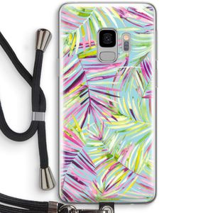 Tropical Palms Blue: Samsung Galaxy S9 Transparant Hoesje met koord