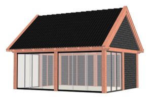 Buitenverblijf Zadeldak XXL 655x595 cm - Combinatie 1- Zadeldak- Onbehandeld lariks Douglas hout- Trendhout