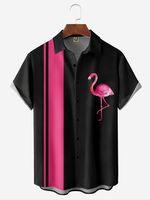 Flamingo Chest Pocket Short Sleeve Bowling Shirt - thumbnail