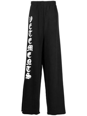 VETEMENTS pantalon de jogging en coton à logo imprimé - Noir