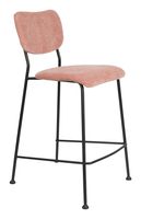 Zuiver Barstoel 'Benson' Ribstof, kleur Roze (zithoogte 65cm)
