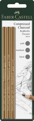 Faber Castell Houtskool Pitt Monochrome - geperst 3 stuks op blister