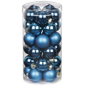 Kerstballen - klein formaat - 30x st - diep blauw - D4 cm - glas - glans en mat