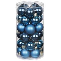 Kerstballen - klein formaat - 30x st - diep blauw - D4 cm - glas - glans en mat