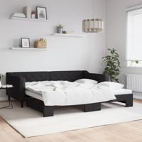 Slaapbank met onderschuifbed 100x200 cm stof zwart