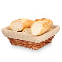 Kipit Broodmandje met stof - riet/canvas - bruin - 23 x 9 cm - landelijke stijl - Broodjes serveren