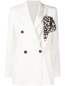 Brunello Cucinelli blazer tissé à boutonnière croisée - Blanc