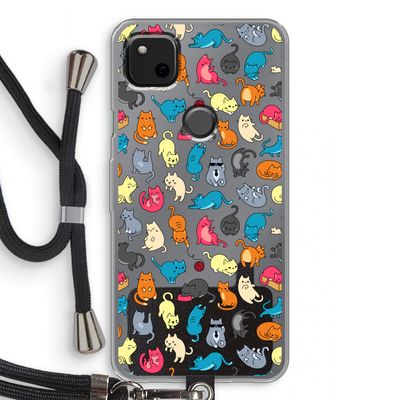 Kleurrijke katten: Pixel 4a Transparant Hoesje met koord