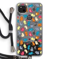 Kleurrijke katten: Pixel 4a Transparant Hoesje met koord