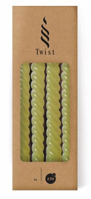 Twist kaarsen set 4 stuks dia. 2.2 x H 19 cm groen - Hortus
