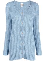 Baserange cardigan en maille Loulou à design nervuré - Bleu