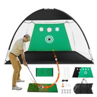 VEVOR Golfnet 3x7ft Alles in 1 Oefennet Golf Swing Training Indoor Outdoor Home Golf Hitting Aid Net met doel/gazonmatten/ballen/tee/golfclubs/tas voor rijden Chipp