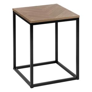 Bijzettafeltje Chevron - hout/metaal - lichtbruin/zwart - D40 x H50 cm - koffie tafel