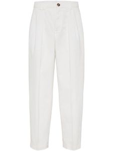 Brunello Cucinelli pantalon fuselé à détails plissés - Blanc