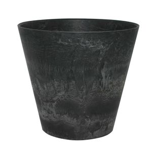 Plantenpot/bloempot in een natuursteen look Dia 37 cm en Hoogte 34 cm zwart