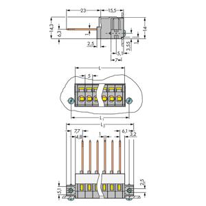 WAGO 731-136/048-000 Veerkrachtklemblok 2.50 mm² Aantal polen 6 Grijs 25 stuk(s)